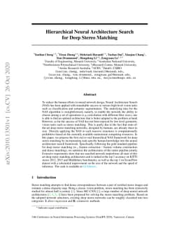 Hierarchical Neural Architecture Search for Deep Stereo Matching