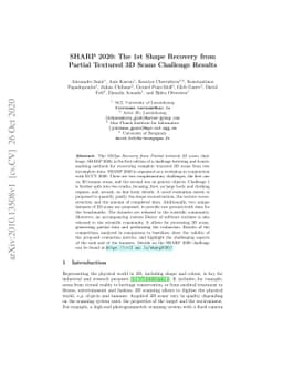 SHARP 2020: The 1st Shape Recovery from Partial Textured 3D Scans
  Challenge Results