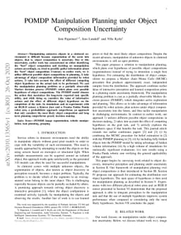 POMDP Manipulation Planning under Object Composition Uncertainty
