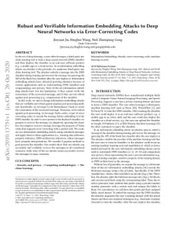 Robust and Verifiable Information Embedding Attacks to Deep Neural
  Networks via Error-Correcting Codes