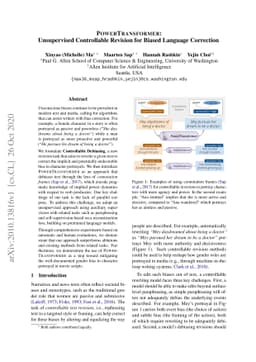 PowerTransformer: Unsupervised Controllable Revision for Biased Language
  Correction