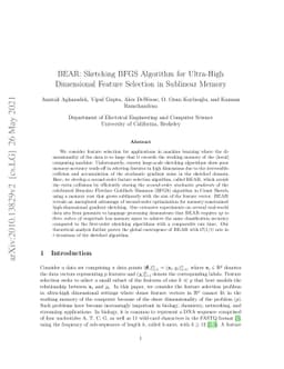 BEAR: Sketching BFGS Algorithm for Ultra-High Dimensional Feature
  Selection in Sublinear Memory