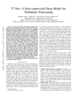 T$^2$-Net: A Semi-supervised Deep Model for Turbulence Forecasting
