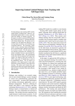 Improving Limited Labeled Dialogue State Tracking with Self-Supervision
