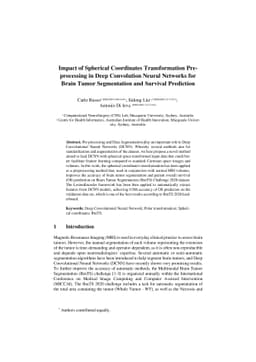 Impact of Spherical Coordinates Transformation Pre-processing in Deep
  Convolution Neural Networks for Brain Tumor Segmentation and Survival
  Prediction