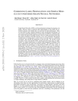 Combining Label Propagation and Simple Models Out-performs Graph Neural
  Networks