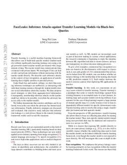 FaceLeaks: Inference Attacks against Transfer Learning Models via
  Black-box Queries