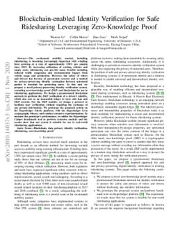 Blockchain-enabled Identity Verification for Safe Ridesharing Leveraging
  Zero-Knowledge Proof