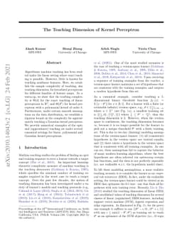 The Teaching Dimension of Kernel Perceptron