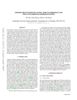 Emotion recognition by fusing time synchronous and time asynchronous
  representations