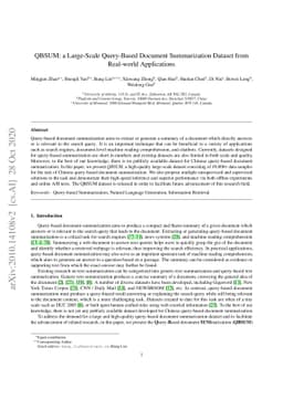 QBSUM: a Large-Scale Query-Based Document Summarization Dataset from
  Real-world Applications