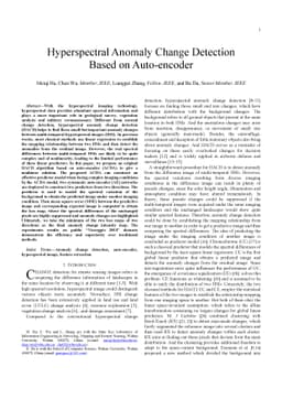 Hyperspectral Anomaly Change Detection Based on Auto-encoder