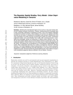 The Bayesian Spatial Bradley--Terry Model: Urban Deprivation Modeling in
  Tanzania