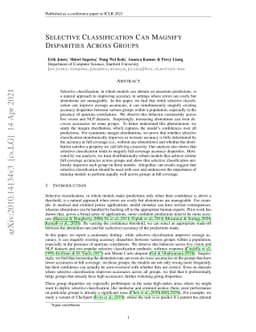Selective Classification Can Magnify Disparities Across Groups