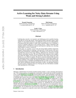 Active Learning for Noisy Data Streams Using Weak and Strong Labelers