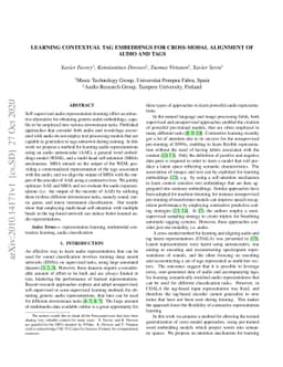 Learning Contextual Tag Embeddings for Cross-Modal Alignment of Audio
  and Tags