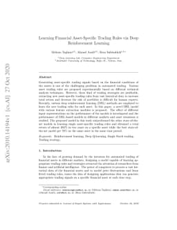 Learning Financial Asset-Specific Trading Rules via Deep Reinforcement
  Learning