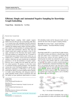 Efficient, Simple and Automated Negative Sampling for Knowledge Graph
  Embedding