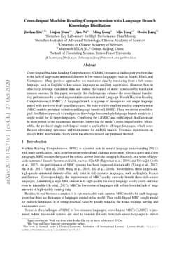 Cross-lingual Machine Reading Comprehension with Language Branch
  Knowledge Distillation