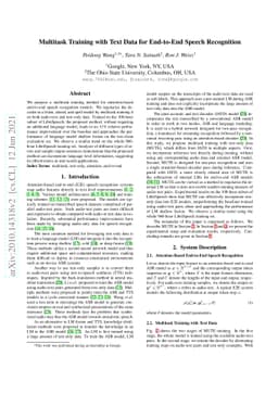 Multitask Training with Text Data for End-to-End Speech Recognition