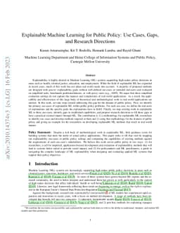 Explainable Machine Learning for Public Policy: Use Cases, Gaps, and
  Research Directions
