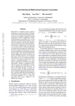 Fast Interleaved Bidirectional Sequence Generation