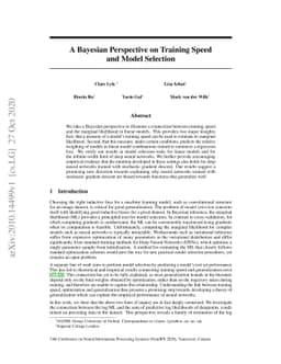 A Bayesian Perspective on Training Speed and Model Selection
