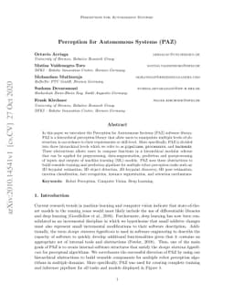 Perception for Autonomous Systems (PAZ)