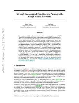 Strongly Incremental Constituency Parsing with Graph Neural Networks