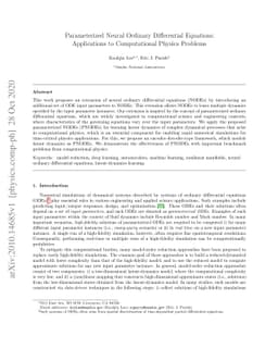 Parameterized Neural Ordinary Differential Equations: Applications to
  Computational Physics Problems