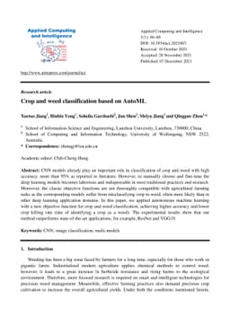 Crop and weed classification based on AutoML