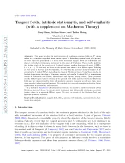 Tangent fields, intrinsic stationarity, and self-similarity (with a
  supplement on Matheron Theory)