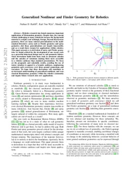 Generalized Nonlinear and Finsler Geometry for Robotics