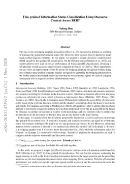 Fine-grained Information Status Classification Using Discourse
  Context-Aware BERT