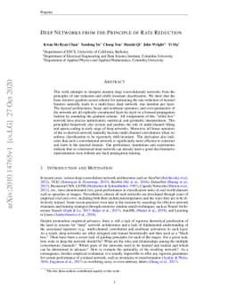 Deep Networks from the Principle of Rate Reduction