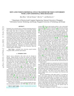 Seen and Unseen emotional style transfer for voice conversion with a new
  emotional speech dataset