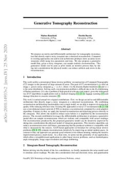Generative Tomography Reconstruction
