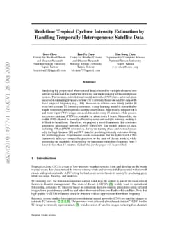 Real-time Tropical Cyclone Intensity Estimation by Handling Temporally
  Heterogeneous Satellite Data
