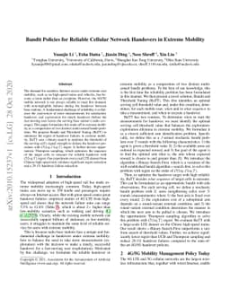 Bandit Policies for Reliable Cellular Network Handovers in Extreme
  Mobility