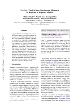 CopyNext: Explicit Span Copying and Alignment in Sequence to Sequence
  Models