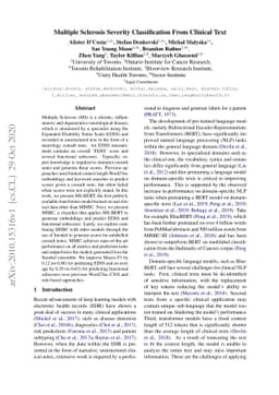 Multiple Sclerosis Severity Classification From Clinical Text