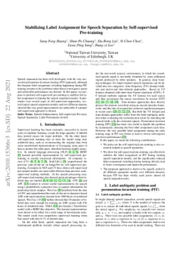 Stabilizing Label Assignment for Speech Separation by Self-supervised
  Pre-training