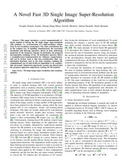 A Novel Fast 3D Single Image Super-Resolution Algorithm