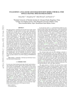 FullSubNet: A Full-Band and Sub-Band Fusion Model for Real-Time
  Single-Channel Speech Enhancement