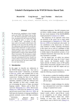 Unbabel's Participation in the WMT20 Metrics Shared Task