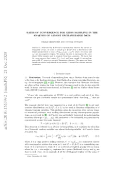 Rates of convergence for Gibbs sampling in the analysis of almost
  exchangeable data
