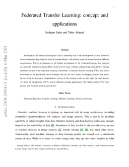 Federated Transfer Learning: concept and applications