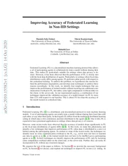 Improving Accuracy of Federated Learning in Non-IID Settings