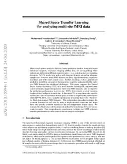 Shared Space Transfer Learning for analyzing multi-site fMRI data