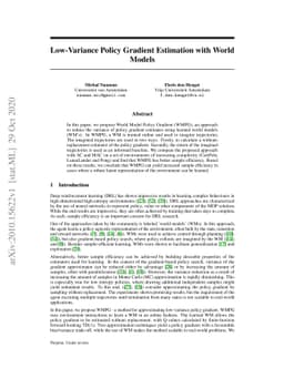Low-Variance Policy Gradient Estimation with World Models